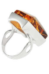 Серебряное кольцо с камнем янтаря «Элит»