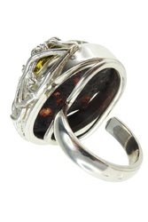 Серебряное кольцо с янтарем «Дыхание лета»