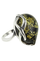 Срібний перстень з каменем бурштину «Символ нескінченності»