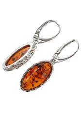 Silver earrings with amber “Tara”