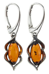 Earrings with amber and blackened silver “Vilena”