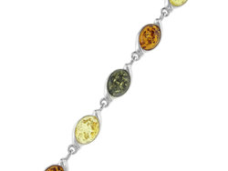 Серебряный браслет с разноцветным янтарем «Нора»