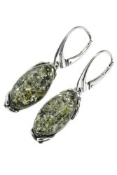Silver earrings with amber cabochons “Matiola”