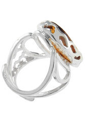 Перстень з каменем бурштину в срібній оправі «Аїда»