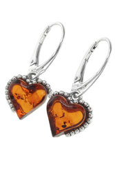 Silver earrings with amber “Love is...”