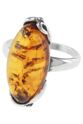 Серебряное кольцо с камнем янтаря «Матиола»