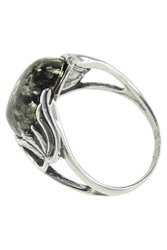 Перстень з бурштином в оправі з срібла «Олівія»