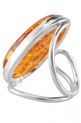 Серебряное кольцо с камнем янтаря «Лола»