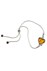 Silver bracelet with amber “Heart”