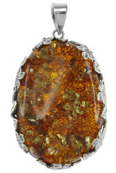 Серебряный кулон с камнем янтаря «Емира»