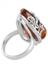 Срібний перстень з бурштином «Ліона»