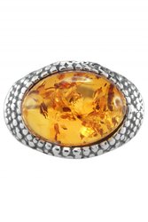 Ring with amber in a frame of blackened silver “Luchezaria”