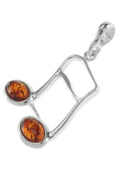Silver pendant with amber “Notes”