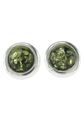 Серьги-пусеты с зеленым янтарем «Сальма»