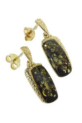 Серебряные серьги-пусеты с янтарем «Джада»