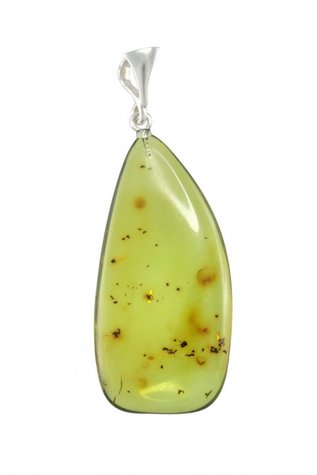 Кулон з напівпрозорого бурштину зеленуватого відтінку