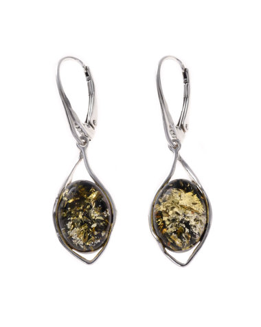 Silver earrings with amber "Dahlia"