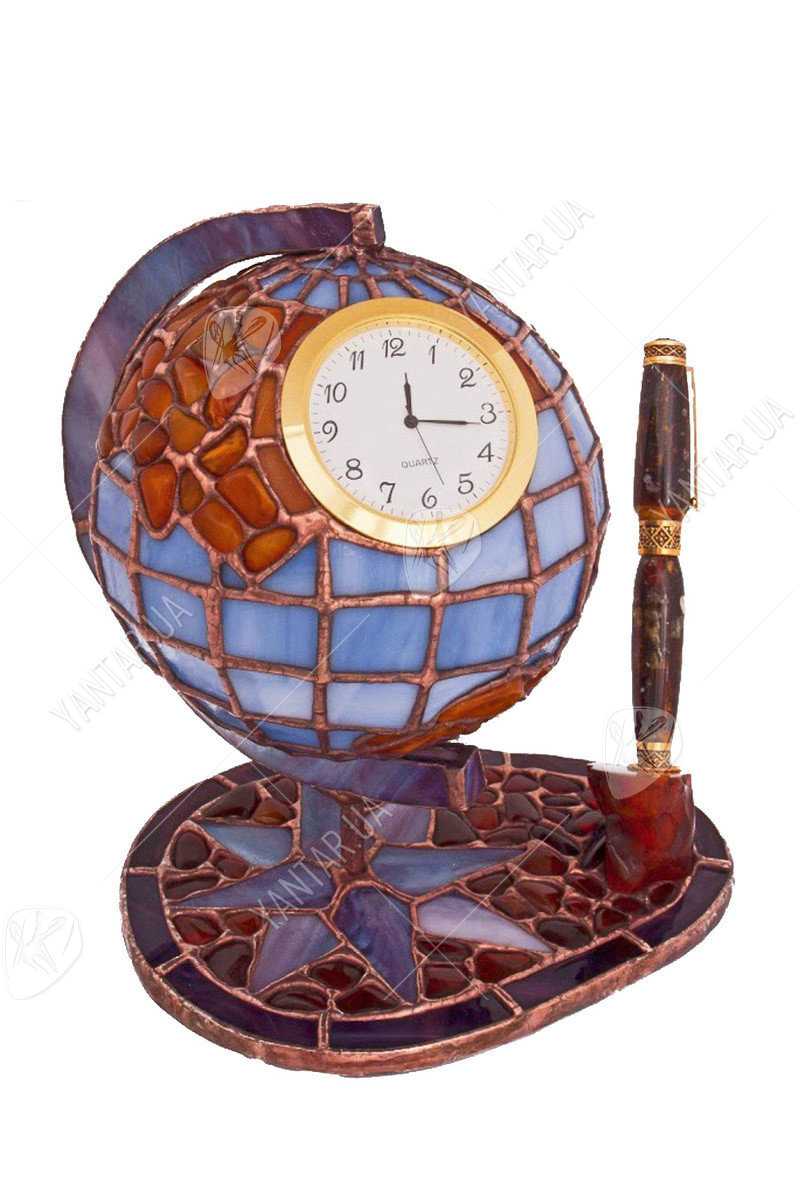 Годинник-глобус на підставці з ручкою