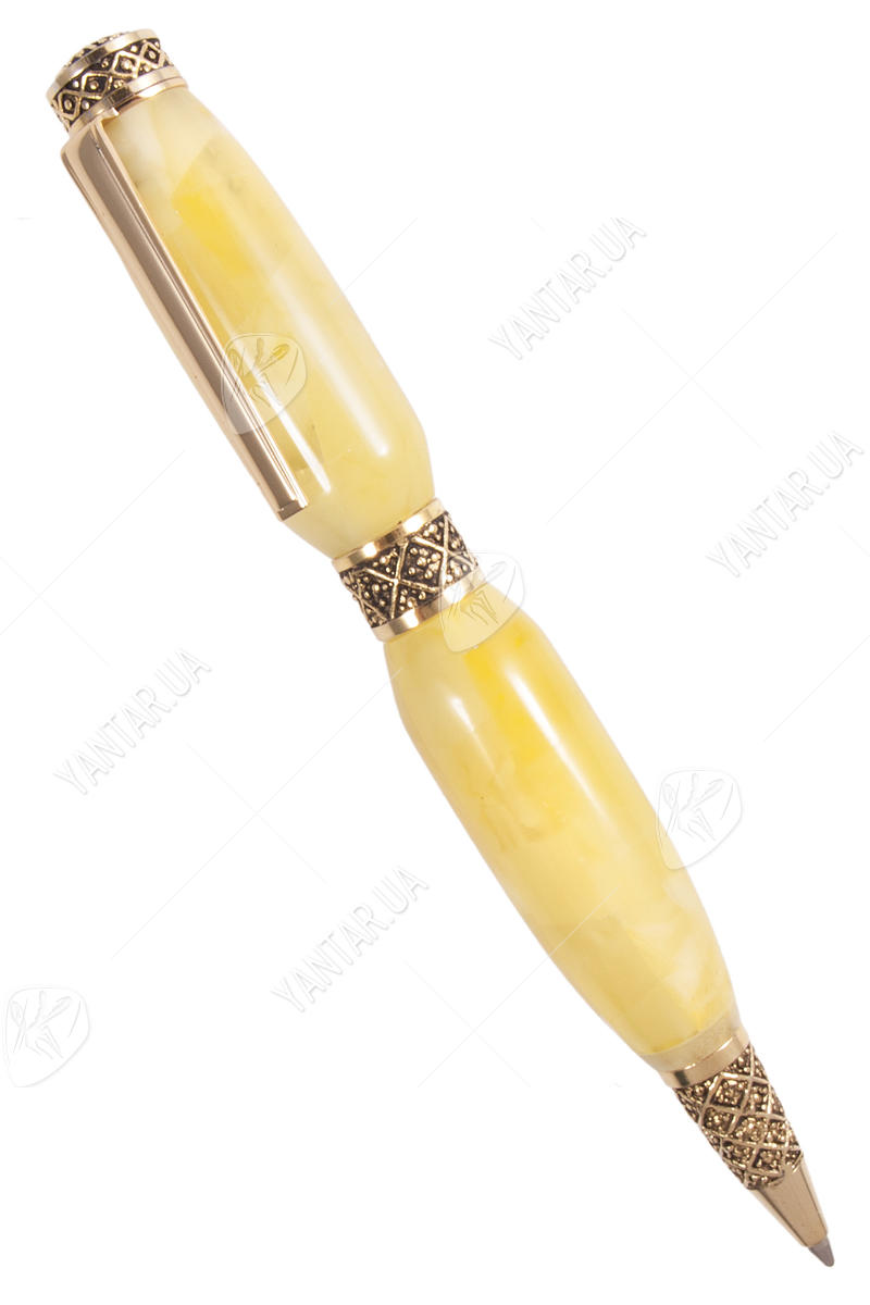 Кулькова ручка з бурштином «Візерунок»