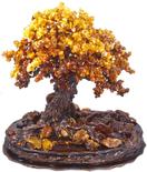 Дерево Бонсай з декоративною підставкою і крупними каменями бурштину