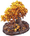 Дерево Бонсай з декоративною підставкою і крупними каменями бурштину