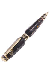 Гранована бурштинова кулькова ручка з фурнітурою «Етно»