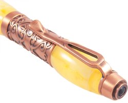 Світла бурштинова кулькова ручка з декоративною фурнітурою