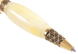 Кулькова ручка зі світлого бурштину (з обідком)
