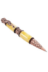 Янтарная шариковая ручка с фурнитурой «Дракон»