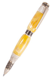 Настільний набір «Візерунок» (ручка з різьбленим рогом козулі, тримач для візиток)