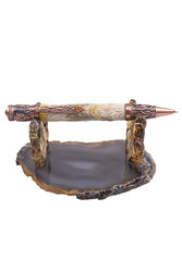 Amber pen on an agate stand "Phoenix"