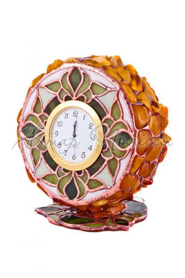 Мозаїчний годинник з бурштиновою інкрустацією
