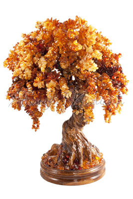 Дерево-бонсай с янтарными камнями