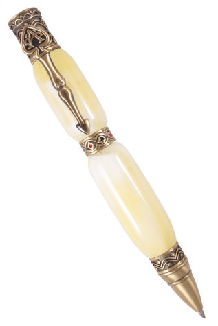 Бурштинова кулькова ручка з фурнітурою «Азарт»