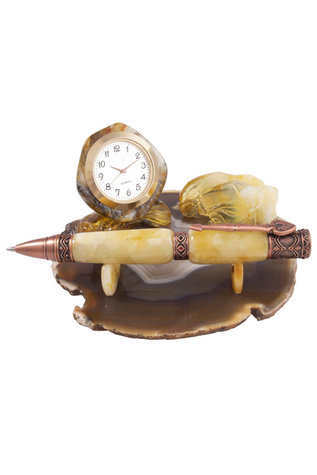 Настільний набір «Азарт» (Годинник, ручка, тримач для візиток)