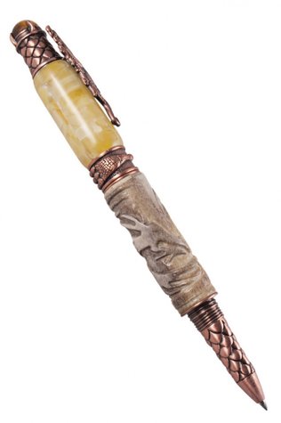 Ручка з різьбленим рогом оленя «Дракон»