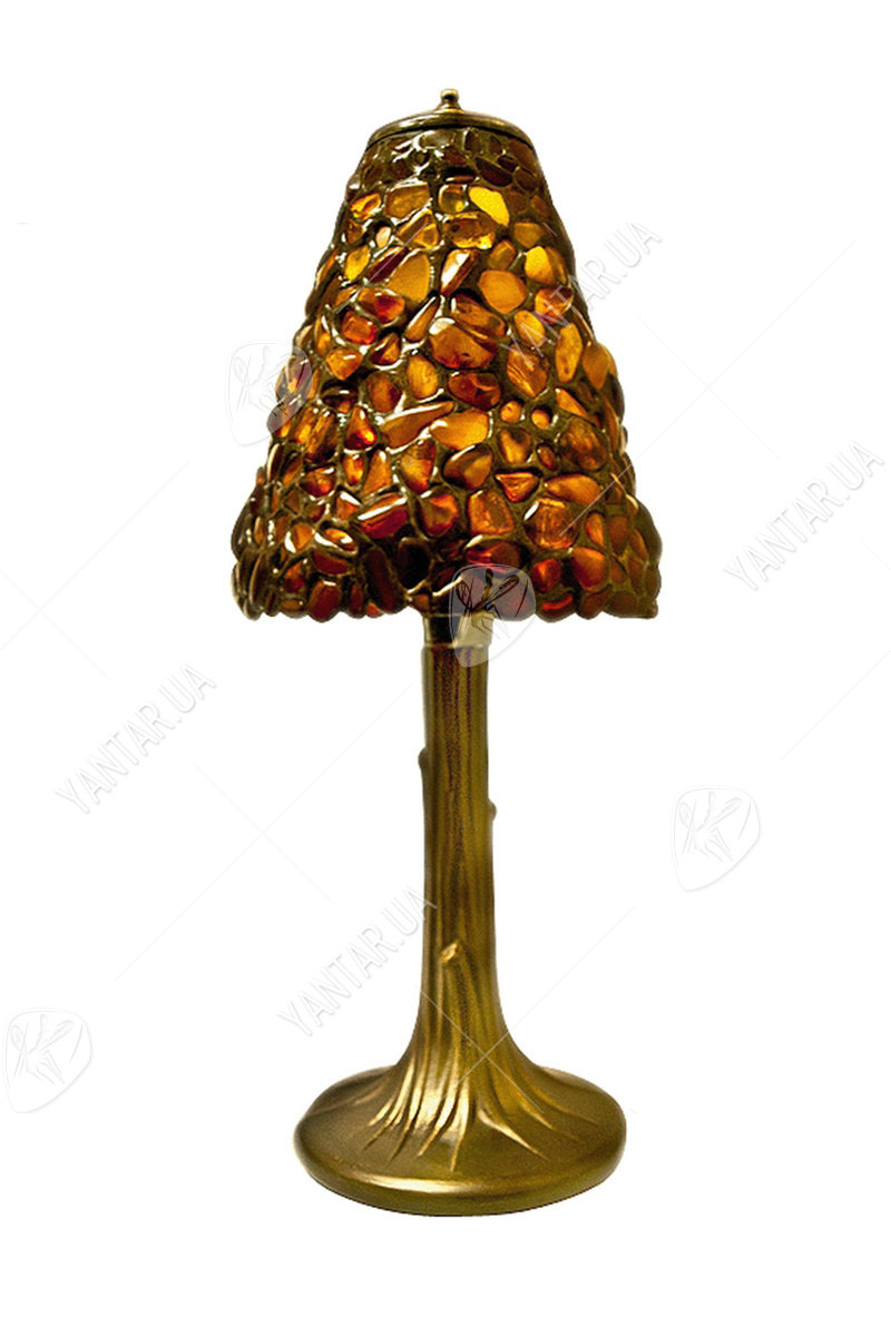 Янтарна лампа на бронзовій ніжці