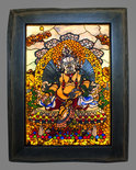 Витражная картина с подсветкой «Тханка Дзамбала» (Бог богатства и процветания)