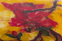 Шкатулка для прикрас з бурштинових пластин «Квіткові мотиви»